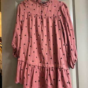 Zara 3/4 sleeve polka dot sweater dress